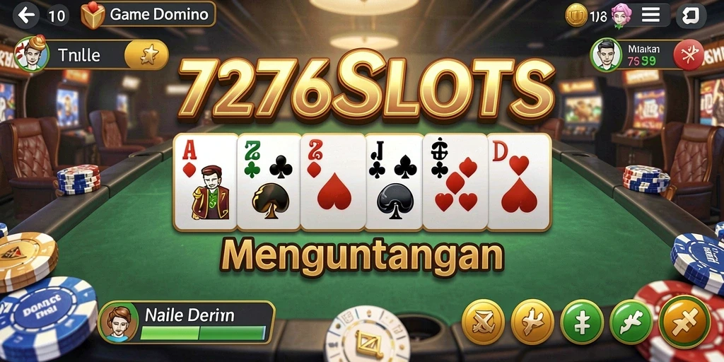Tampilan gameplay mendebarkan dalam 7276SLOTS dengan aksi domino yang seru.