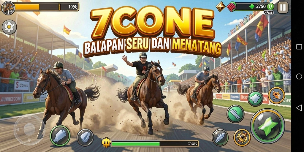 Screenshot 7CONE menunjukkan aksi balapan yang mendebarkan dan kendaraan yang keren.