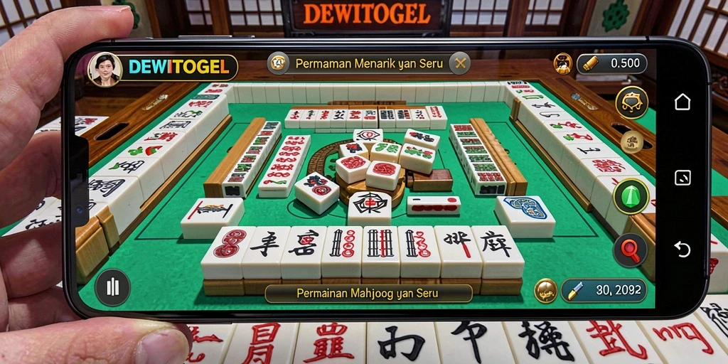 Tampilan gameplay DEWITOGEL yang menarik dengan desain Mahjong yang klasik.