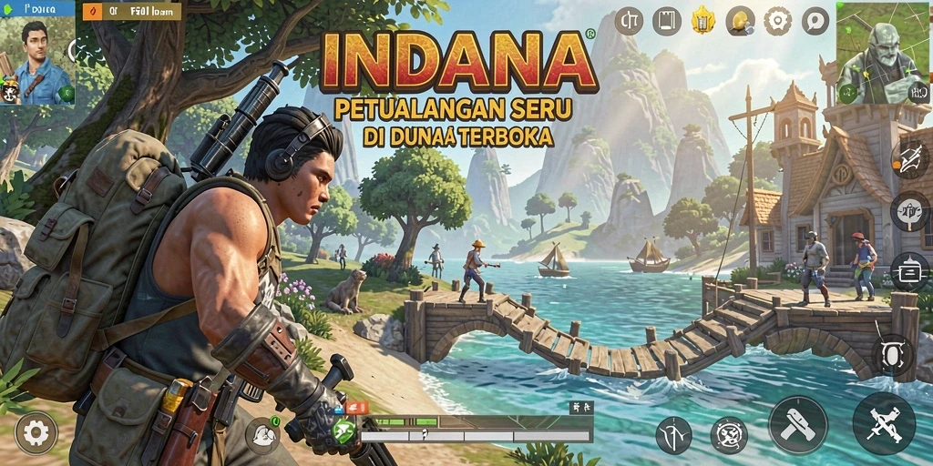 Screenshot gameplay INDAAA menunjukkan dunia terbuka yang indah dan menantang.