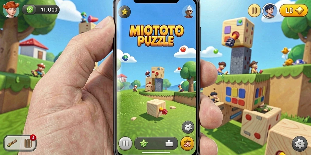 Tampilan menarik dari gameplay Puzzle MIOTOTO dengan tantangan seru.