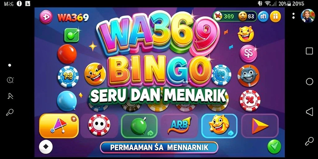 Tampilan gameplay menarik dari aplikasi Bingo WA369 yang seru.