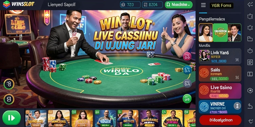 Screenshot WINSLOT menampilkan dealer langsung dalam aksi permainan Live Casino.